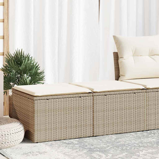 HKH 2 Pcs Conj. Sofás P/ Jardim C/ Almofadões Vime Pe/acácia - Bege