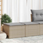 HKH 2 Pcs Conj. Sofás P/ Jardim C/ Almofadões Vime Pe/acácia - Bege