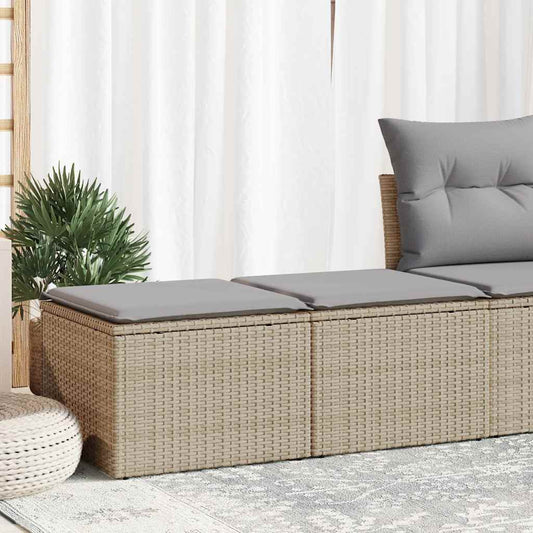 HKH 2 Pcs Conj. Sofás P/ Jardim C/ Almofadões Vime Pe/acácia - Bege