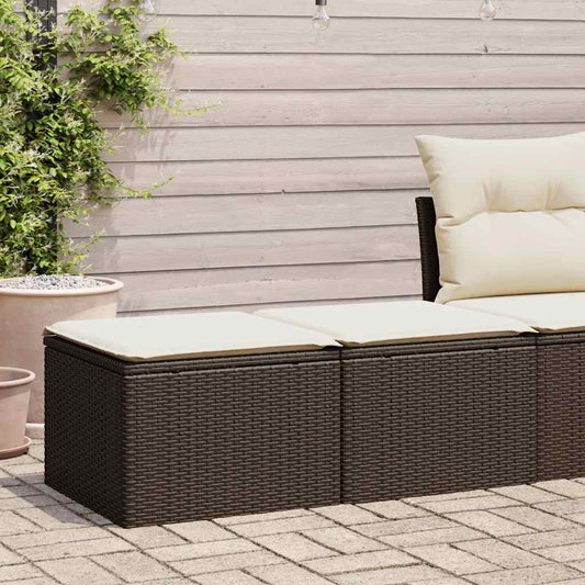 HKH 2 Pcs Conj. Sofás Jardim C/ Almofadões Vime Pe/acácia Castanho - Marrom