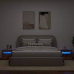 HKH Conjunto de 2 Mesas de Cabeceira com Luzes Led Madeira Velha