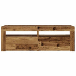 HKH Conjunto de 2 Mesas de Cabeceira com Luzes Led Madeira Velha