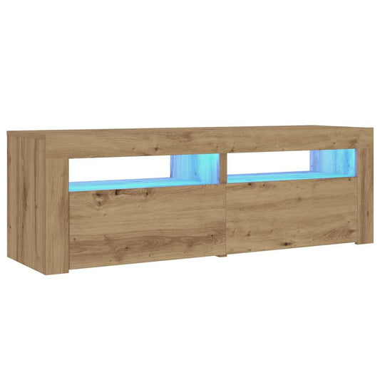 HKH Conjunto de 2 Mesas de Cabeceira com Luz Led Artesanal em Carvalho