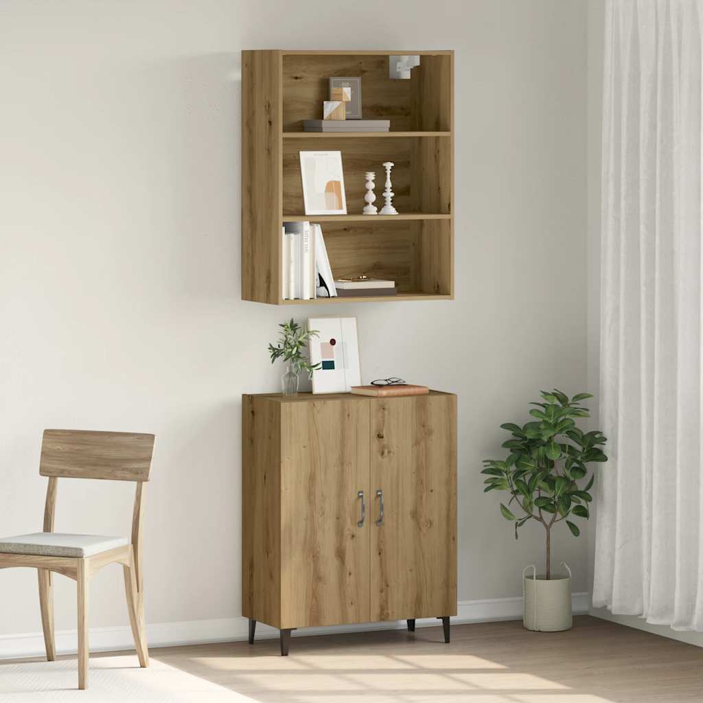 HKH Aparador alto de madera - 69,5 x 34 x 180 cm - Roble Artesanal
