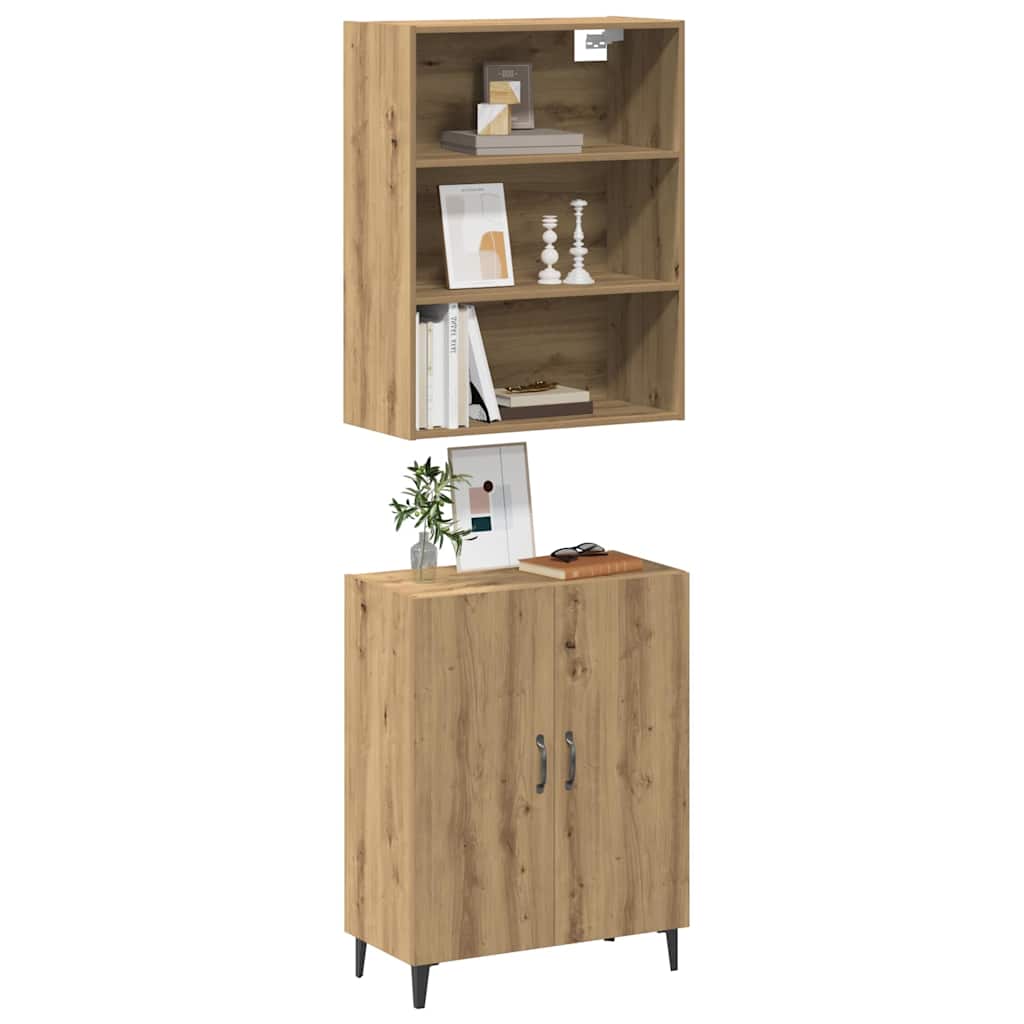 HKH Aparador alto de madera - 69,5 x 34 x 180 cm - Roble Artesanal