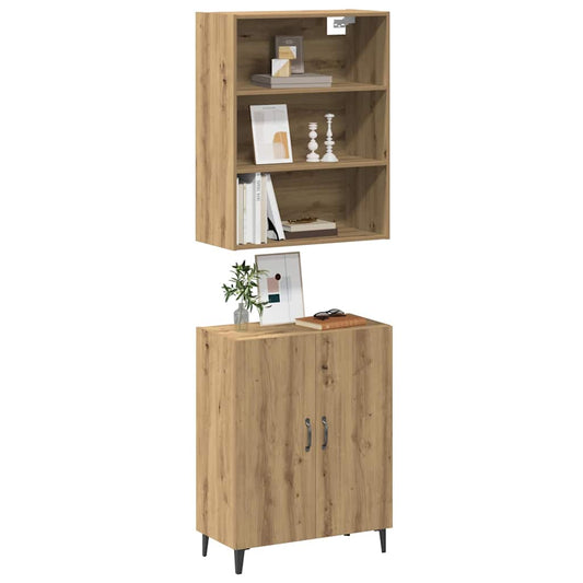 HKH Aparador alto de madera - 69,5 x 34 x 180 cm - Roble Artesanal