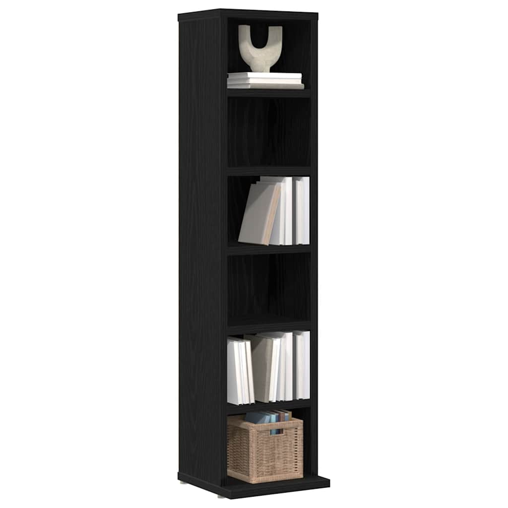 HKH Armario para CD de Madera Contrachapada en Roble - 21x20x88 Cm - Negro