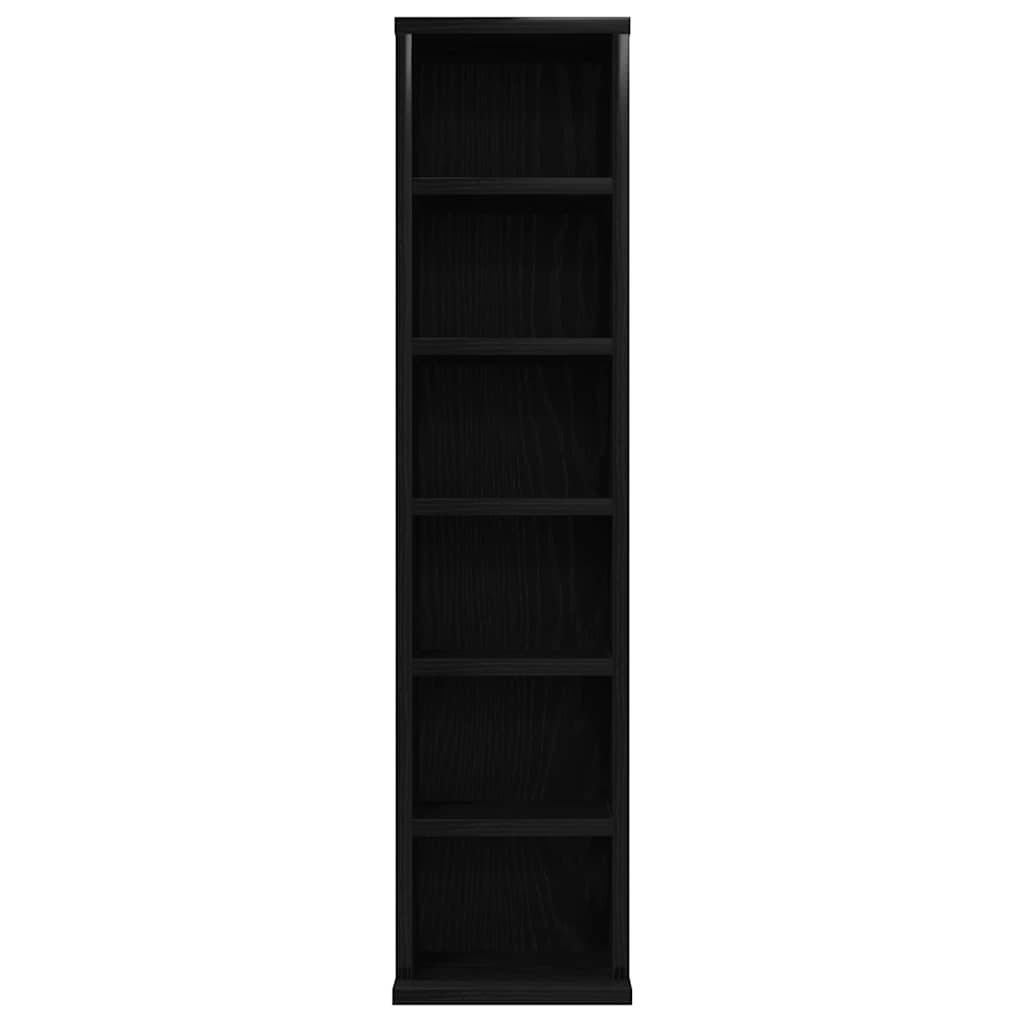 HKH Armario para CD de Madera Contrachapada en Roble - 21x20x88 Cm - Negro