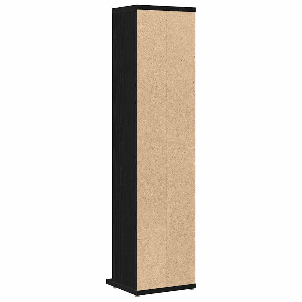 HKH Armario para CD de Madera Contrachapada en Roble - 21x20x88 Cm - Negro