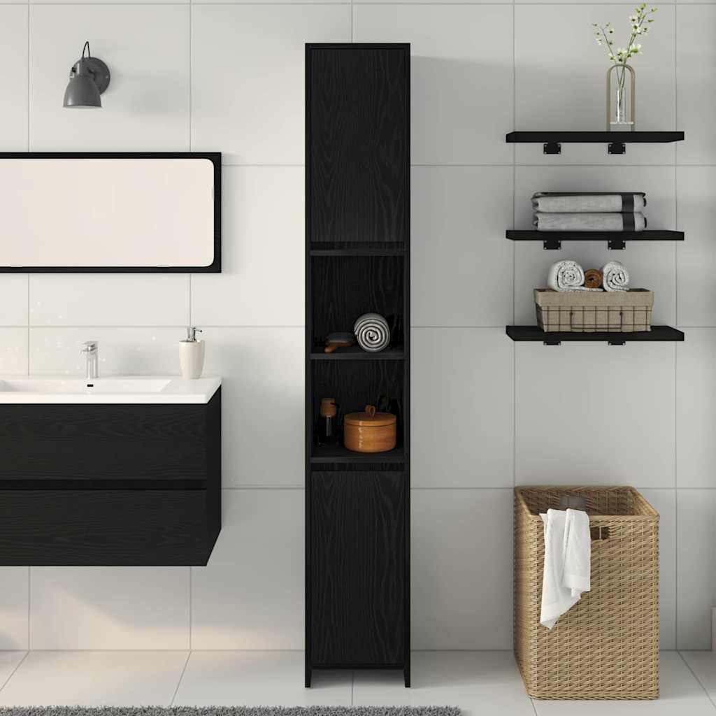 HKH Armario de Baño con Puerta de Roble - Negro