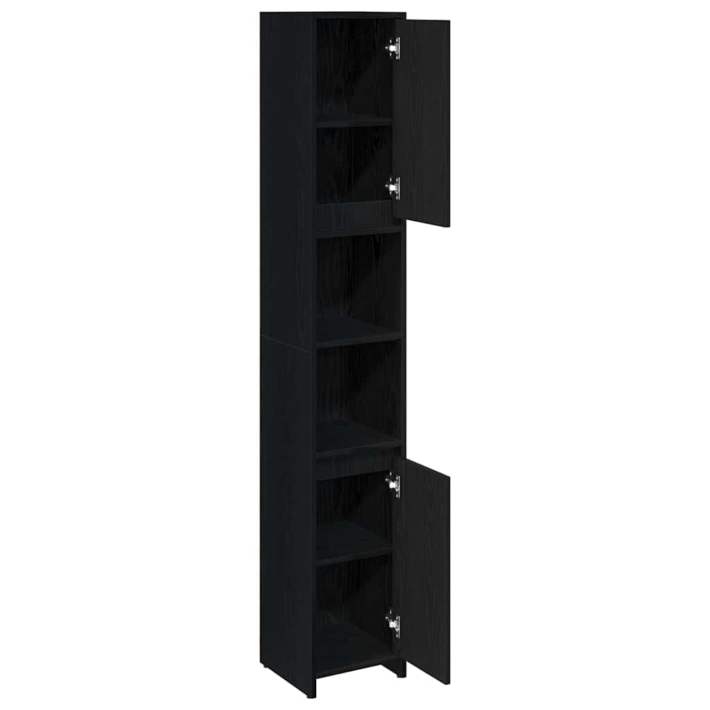 HKH Armario de Baño con Puerta de Roble - Negro