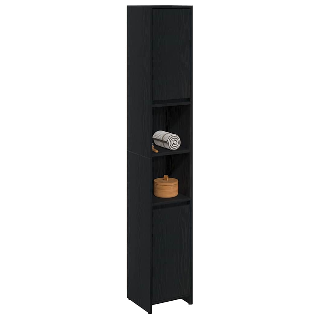 HKH Armario de Baño con Puerta de Roble - Negro
