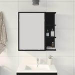 HKH Armario de espejo de baño con estante de roble - Negro