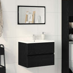 HKH Armario de lavabo de baño de roble - Negro