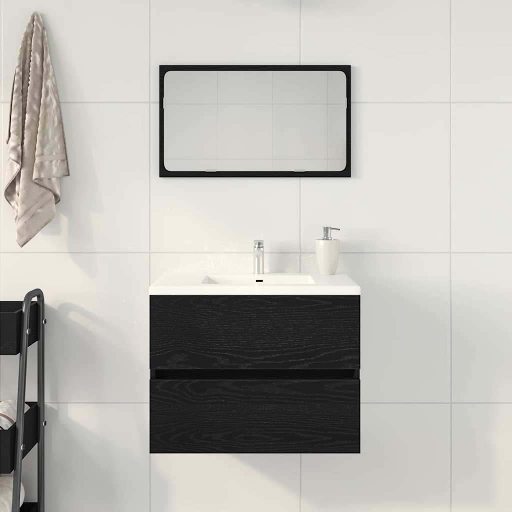 HKH Armario de lavabo de baño de roble - Negro