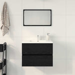HKH Armario de lavabo de baño de roble - Negro