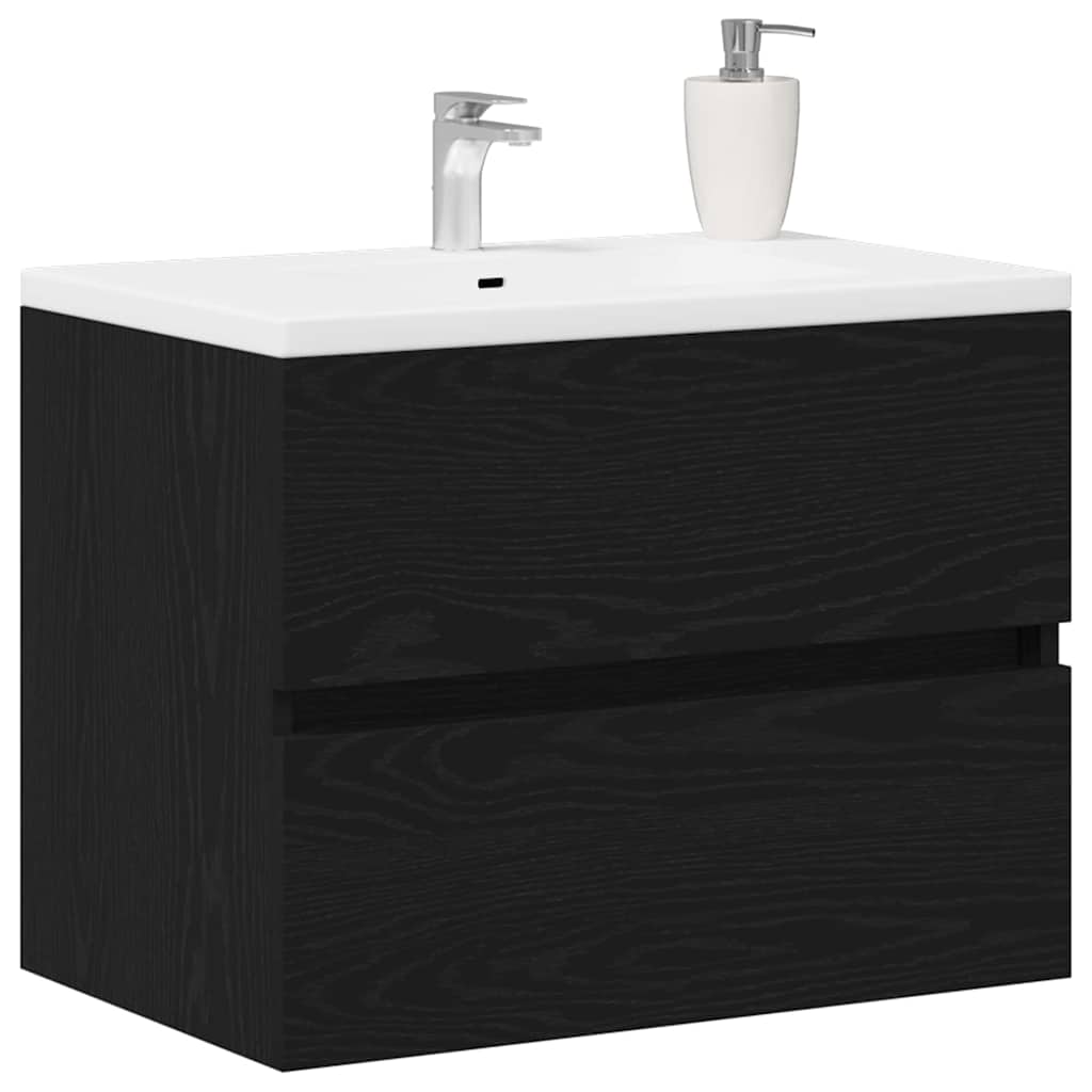 HKH Armario de lavabo de baño de roble - Negro