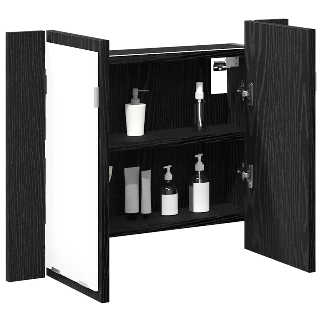 Armario de espejo de baño HKH de roble - Negro