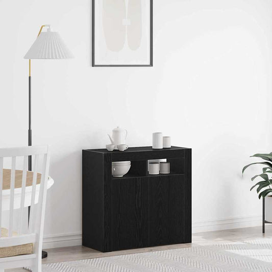 HKH Aparador Moderno de Madera Procesada con Luces LED - Roble Negro
