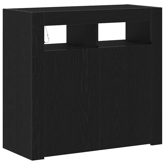 HKH Aparador Moderno de Madera Procesada con Luces LED - Roble Negro