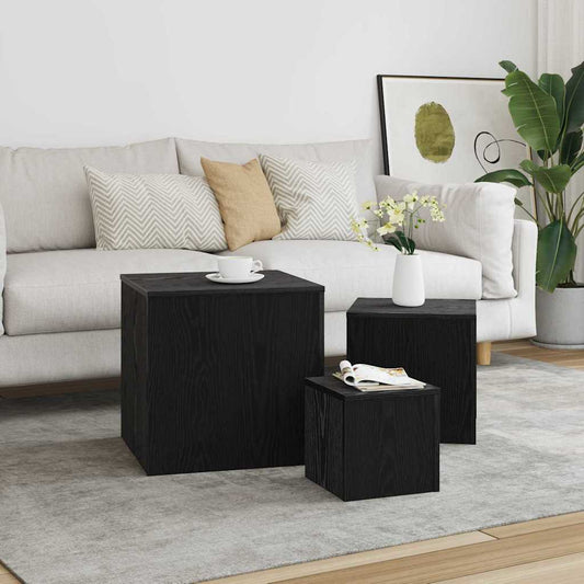 HKH Mesa nido de 3 piezas en roble - Negro