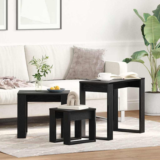 HKH Mesa de Ninho 3 Pcs em Carvalho - Preto