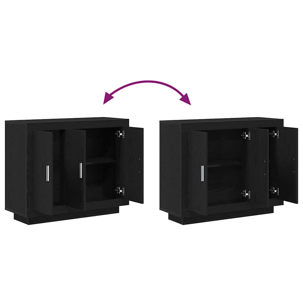 HKH Aparador Moderno de Madera Procesada con 3 Puertas - Roble Negro