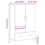 HKH Aparador Alto en Madera Procesada con 2 Puertas - Roble Negro