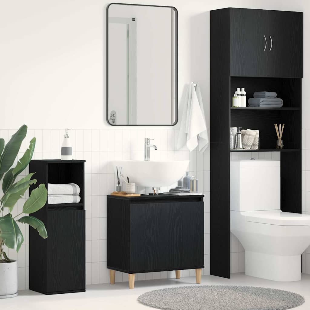 HKH Armario de lavabo de baño de roble - Negro