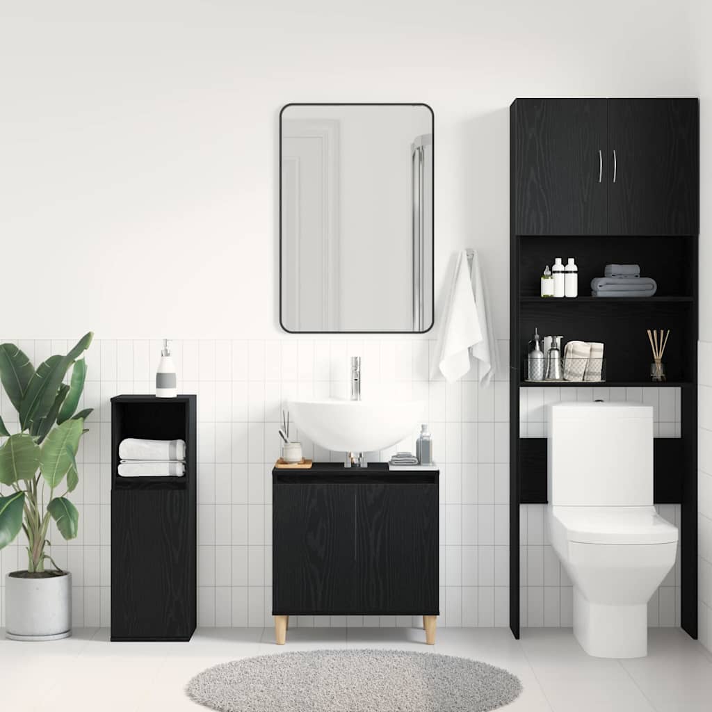 HKH Armario de lavabo de baño de roble - Negro