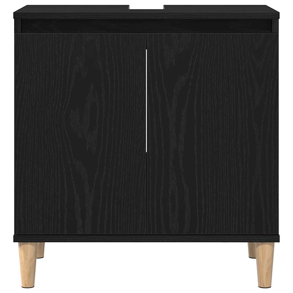 HKH Armario de lavabo de baño de roble - Negro