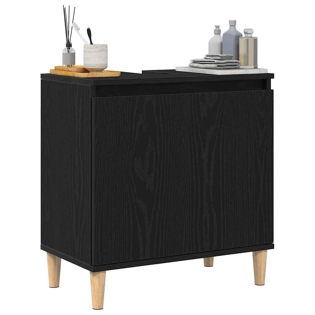 HKH Armario de lavabo de baño de roble - Negro