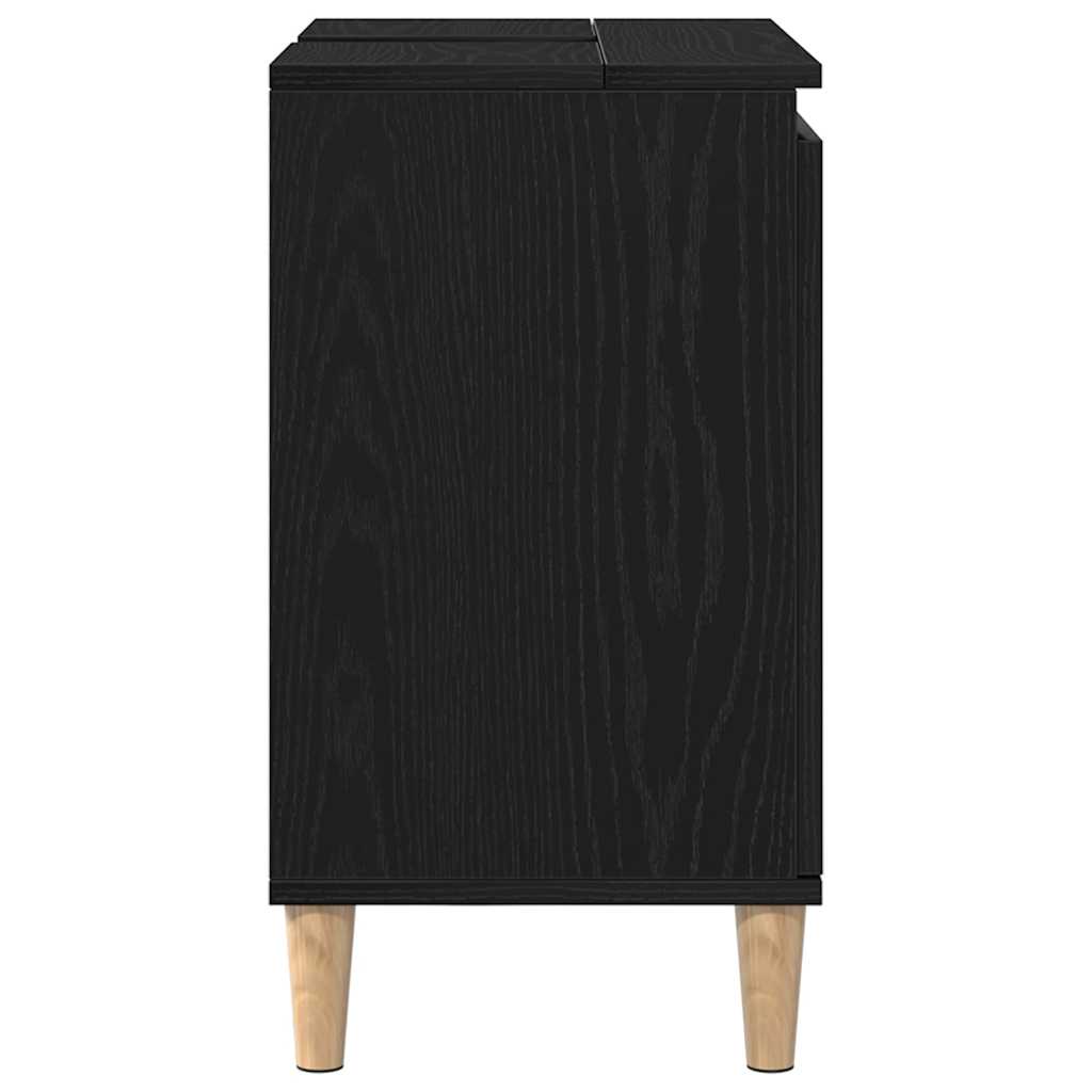 HKH Armario de lavabo de baño de roble - Negro