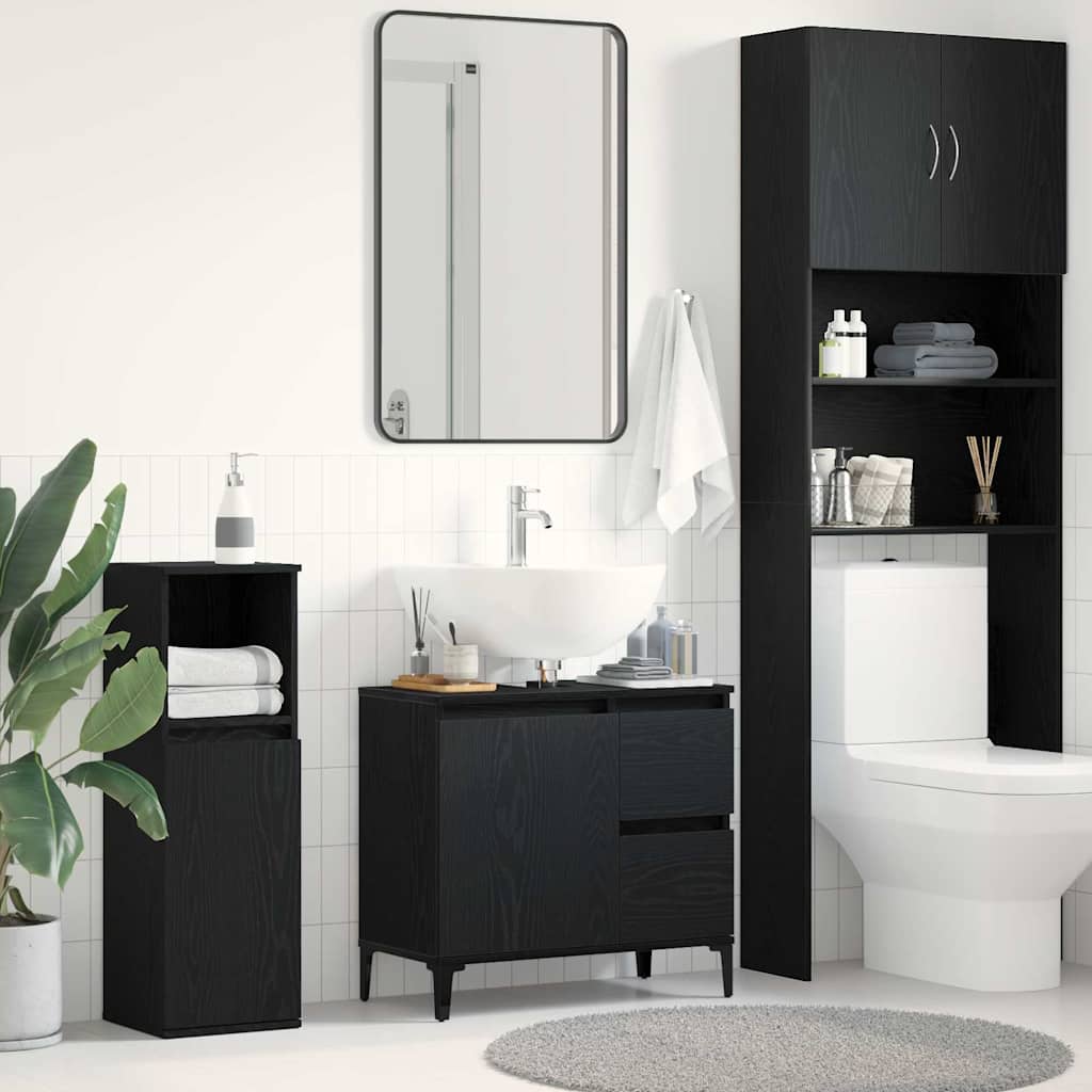 HKH Mueble de Baño con Cajón de Roble - Negro