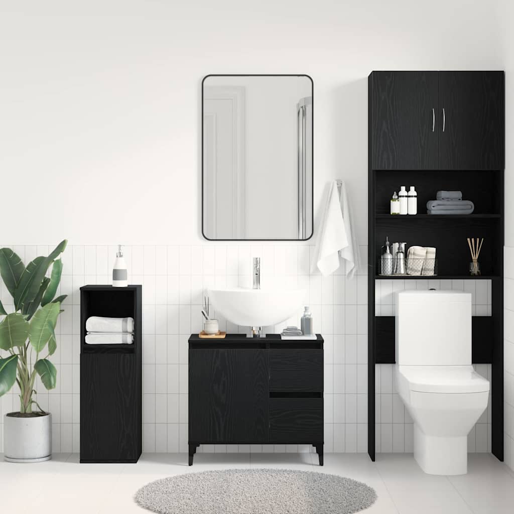 HKH Mueble de Baño con Cajón de Roble - Negro