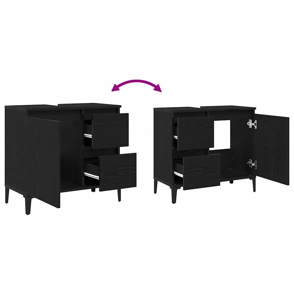 HKH Mueble de Baño con Cajón de Roble - Negro