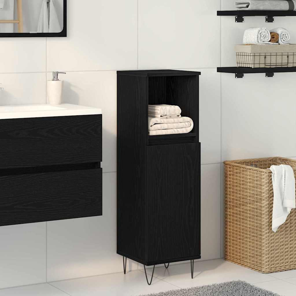 HKH Armario de Baño con Puerta de Roble - Negro