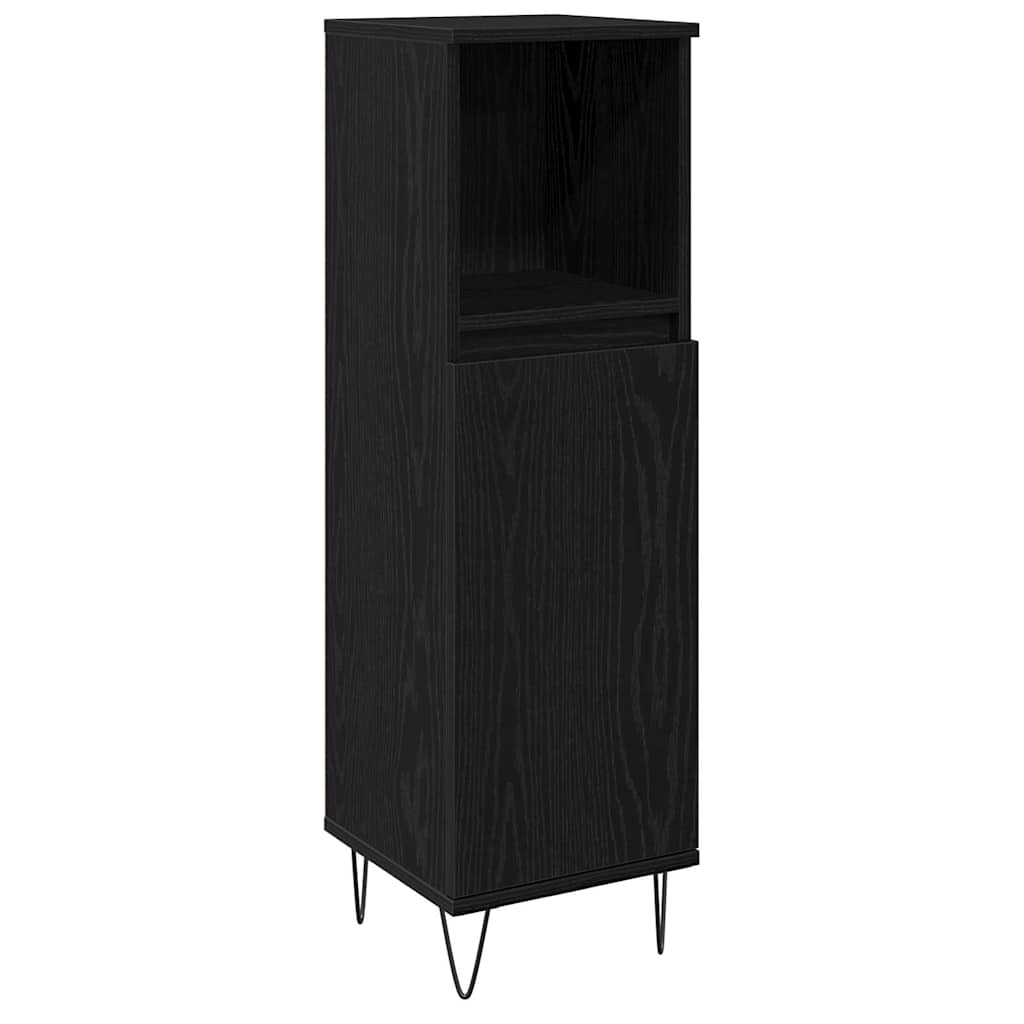 HKH Armario de Baño con Puerta de Roble - Negro