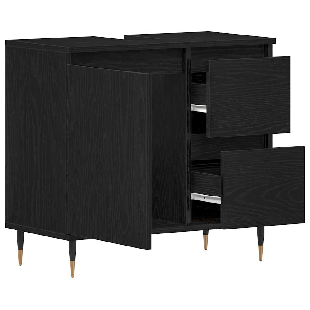 HKH Mueble de Baño con Cajón de Roble - Negro