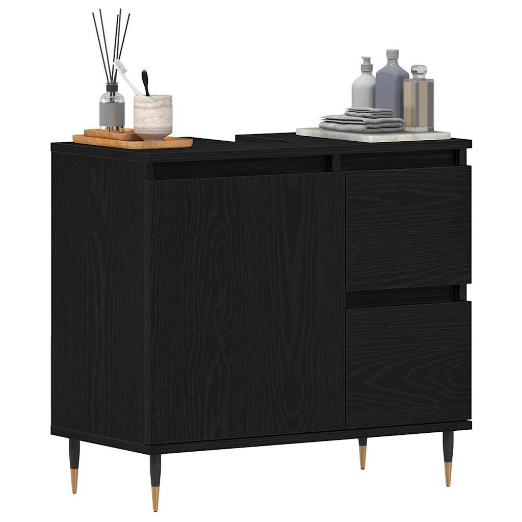 HKH Mueble de Baño con Cajón de Roble - Negro
