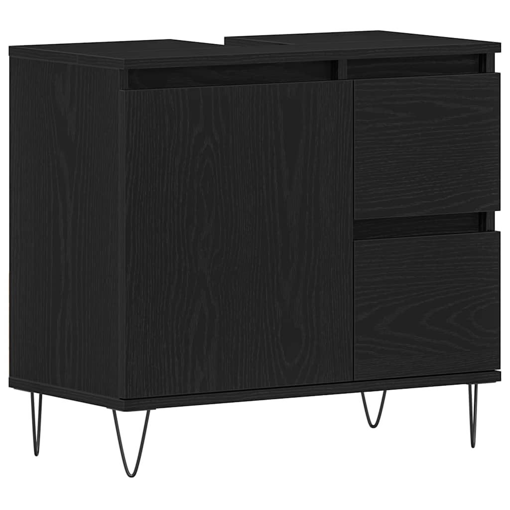 HKH Armario de lavabo de baño de roble - Negro
