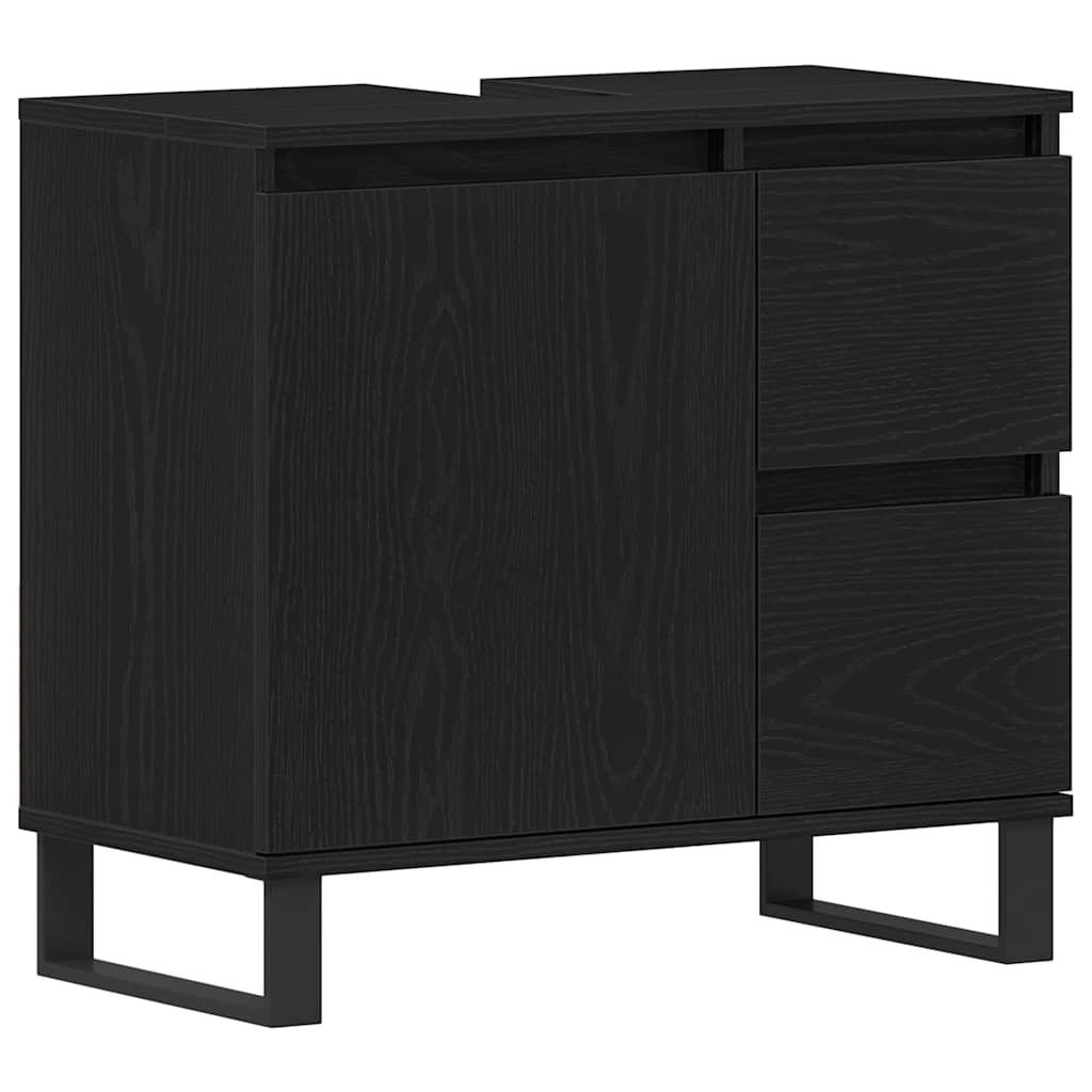 HKH Armario de lavabo de baño de roble - Negro