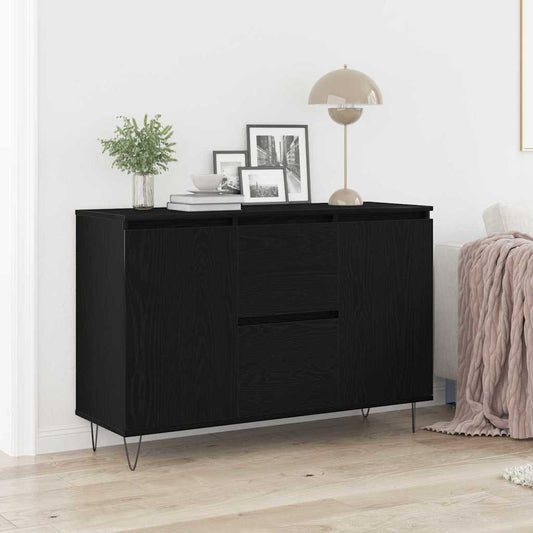 HKH Aparador Industrial en Madera Procesada con 2 Puertas y 2 Cajones - Roble Negro