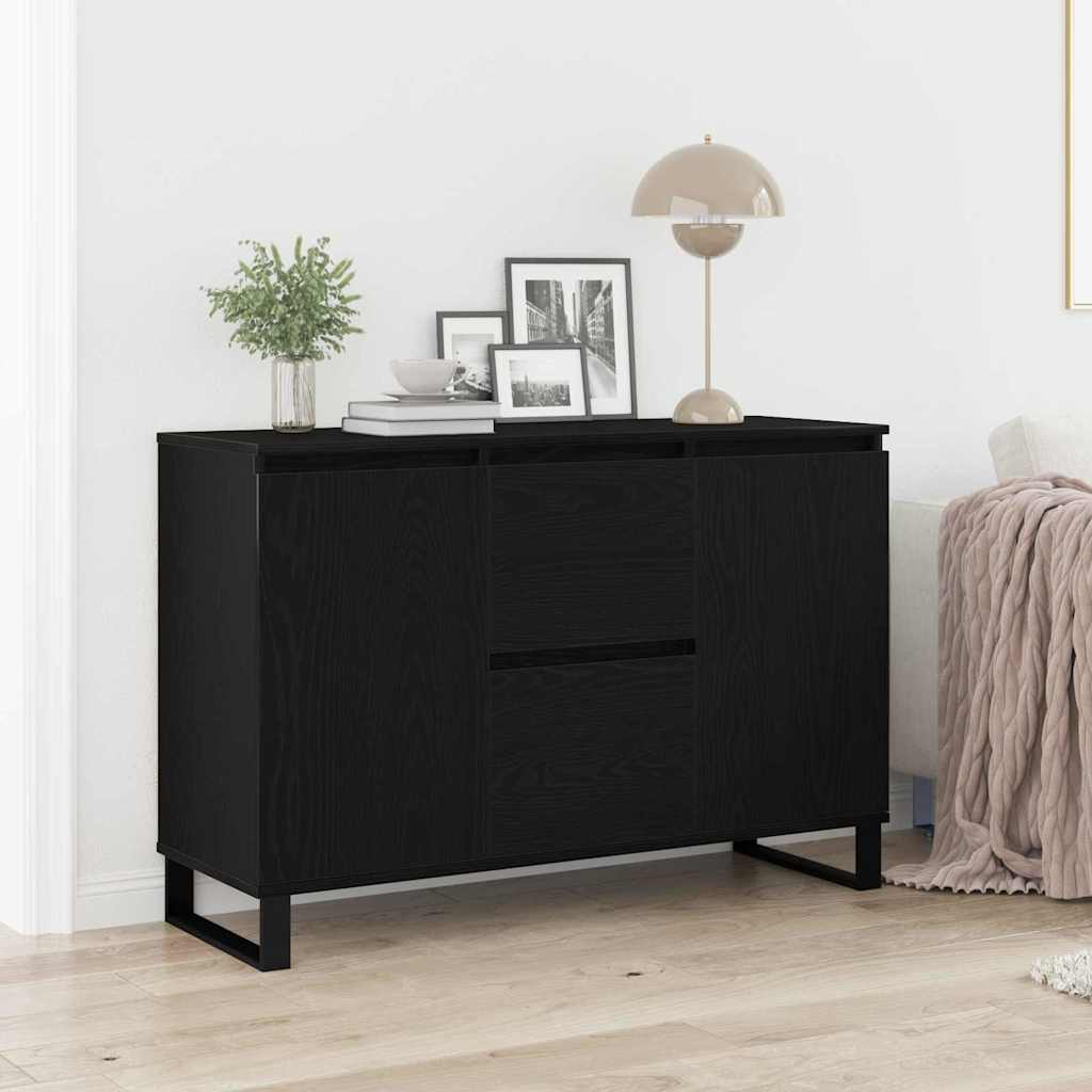 HKH Aparador Industrial en Madera Procesada con 2 Puertas y 2 Cajones - Roble Negro