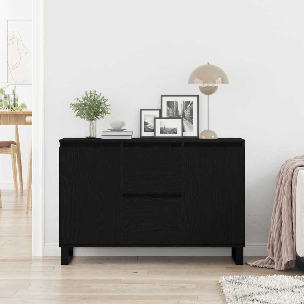HKH Aparador Industrial en Madera Procesada con 2 Puertas y 2 Cajones - Roble Negro
