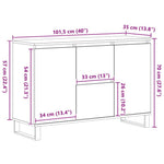 HKH Aparador Industrial en Madera Procesada con 2 Puertas y 2 Cajones - Roble Negro