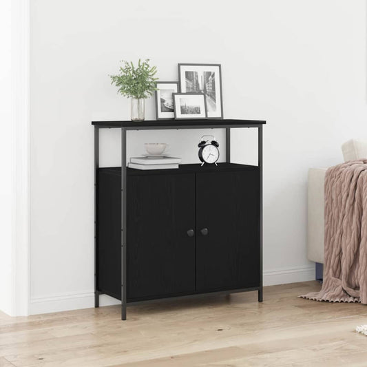 Aparador moderno HKH de madera procesada con 2 puertas - Roble negro
