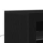 HKH Aparador Moderno de Madera Procesada con Luces LED - Negro