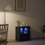 HKH Aparador Moderno de Madera Procesada con Luces LED - Negro