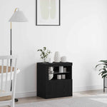 HKH Aparador Moderno de Madera Procesada con Luces LED - Negro